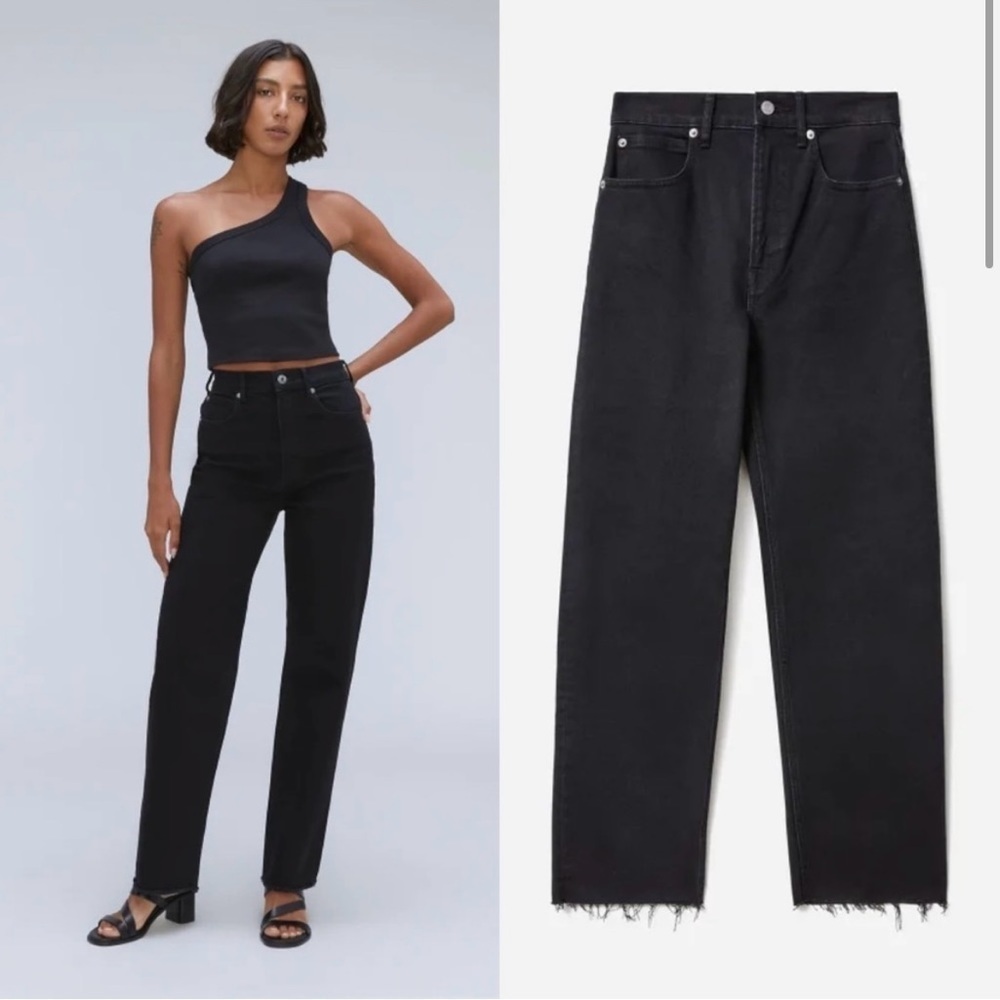 NWOT Everlane The Way-High Jean Organic Cotton High Rise Black Raw Hem 23